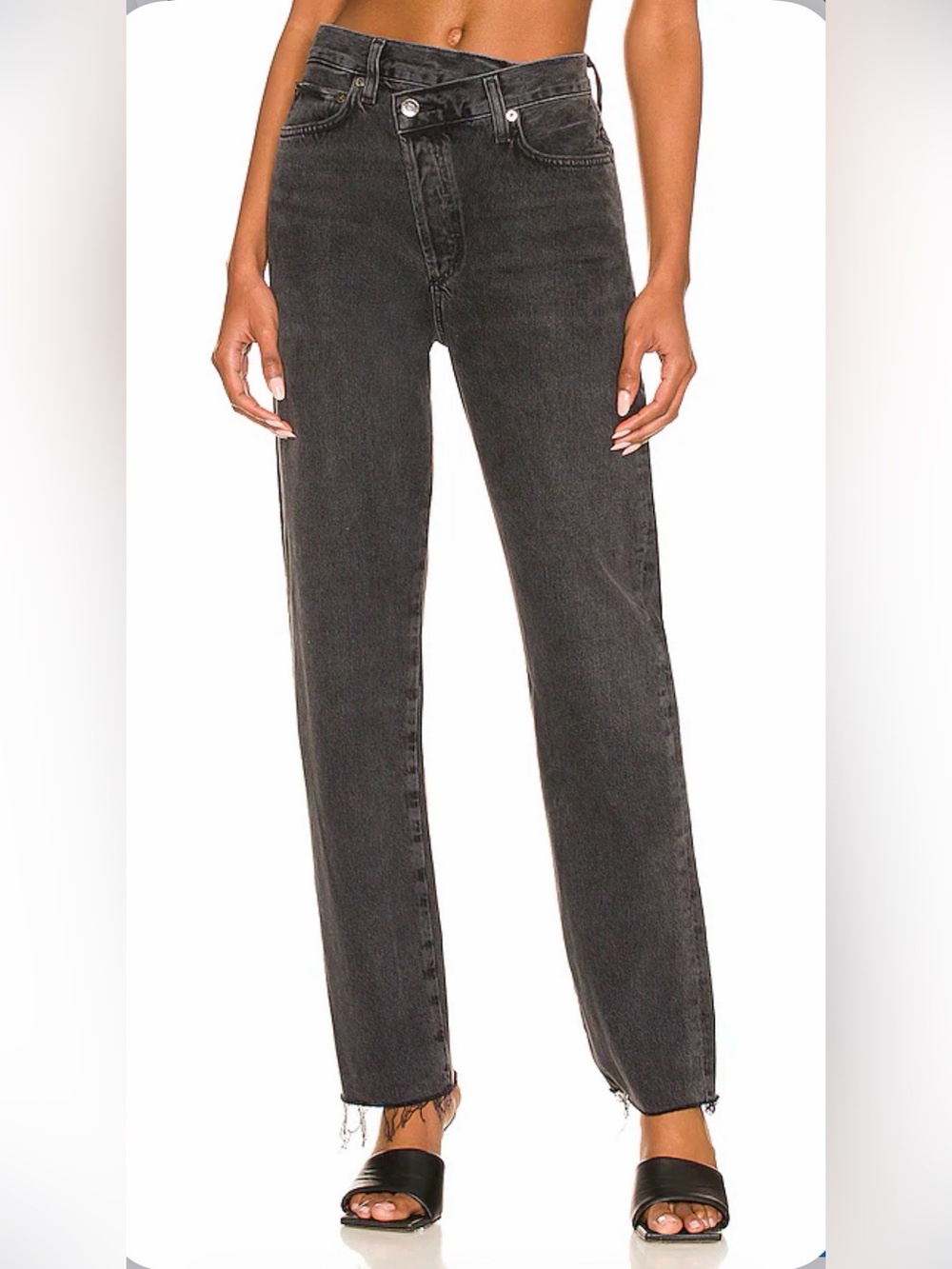 Agolde criss-cross Straight Leg Jeans in Washed Black